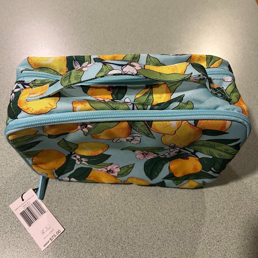 Vera Bradley Lighten Up Large Blush & Brush Case - Lemon Grove